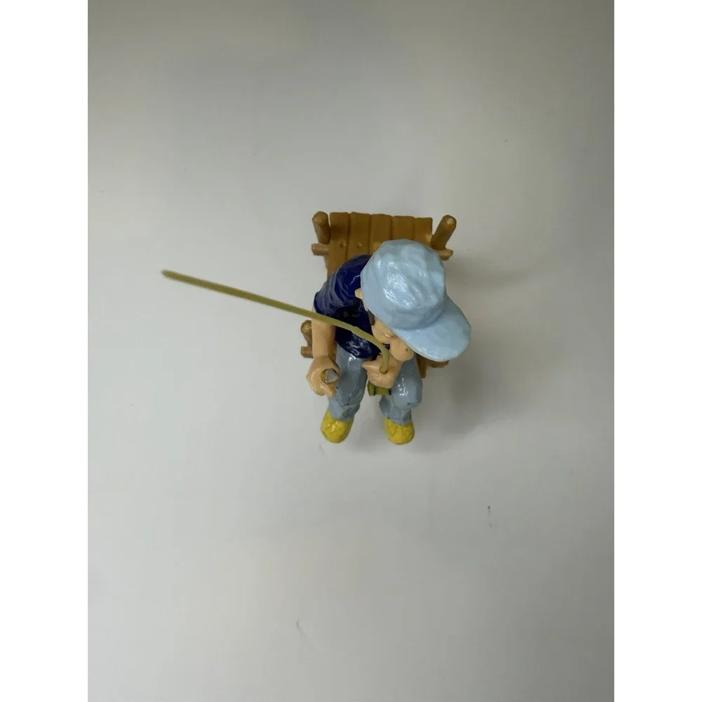 Vintage Fisherman Cake Topper Old Man Sitting On Dock-- 5 1/4